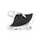 Sterling Silver Hematite Stingray Leather Fish Pendant