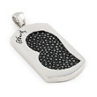 Sterling Silver Hematite Heart Stingray Leather Dog Tag Pendant