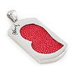 Sterling Silver Red Stingray Leather Heart Dog Tag Pendant