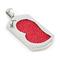 Sterling Silver Red Stingray Leather Heart Dog Tag Pendant