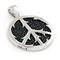 Sterling Silver Hematite Organic Stingray Leather Peace Sign Pendant