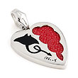 Sterling Silver Red Stingray Leather Heart Pendant