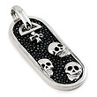 Sterling Silver Hematite Stingray Leather Skull Dog Tag Pendant