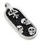 Sterling Silver Hematite Stingray Leather Skull Dog Tag Pendant