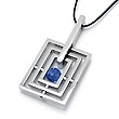 Zoppini Stainless Steel Round Spinel Pendant w/ Leather Cord