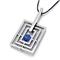 Zoppini Stainless Steel Round Spinel Pendant w/ Leather Cord