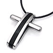 Manuel.Zed Stainless Steel Resin Pendant w/ Leather Cord