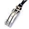 Manuel.Zed Stainless Steel 18K Gold Diamond Pendant w/ Leather Cord