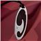 Saigon Stainless Steel Ebony Diamond Oval Pendant w/ Leather cord