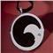 Saigon Stainless Steel Ebony Diamond Round Pendant w/ Leather cord