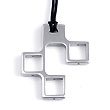 Manuel.Zed Stainless Steel High Polished Pendant w/ Leather Cord