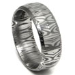 Damascus Steel Dome Beveled Wedding Band Ring