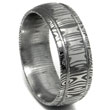 Damascus Steel Dome Wedding Band Ring w/ Two Grooves