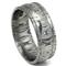 Damascus Steel Dome Wedding Band Ring w/ Ribbed Edges