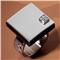 Macao Stainless Steel Ebony Diamond Square Ring