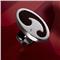 Saigon Stainless Steel Ebony Diamond Oval Ring