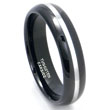 Black Tungsten Carbide 6mm Dome Two Tone Wedding Band Ring