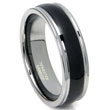 Tungsten Carbide Two Tone Ribbed Edge Wedding Band Ring
