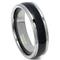 Tungsten Carbide Two Tone Ribbed Edge Wedding Band Ring
