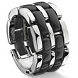 2 Row Black Diamond Ceramic Unisex Wedding Ring
