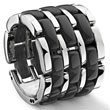 3 Row Black Diamond Ceramic Unisex Wedding Ring