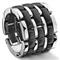 3 Row Black Diamond Ceramic Unisex Wedding Ring