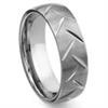 Tungsten Carbide Diamond Cut Groove Wedding Band Ring