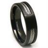 Black Titanium Double Cable Wedding Band Ring