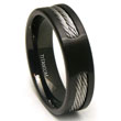 Black Titanium Double Cable Wedding Band Ring