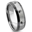 Tungsten Carbide Black Diamond Two-Tone  Wedding Band Ring
