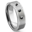 Tungsten Carbide Black Diamond Flat Top Wedding Band Ring