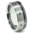 Tungsten Carbide Black Diamond Wedding Band Ring