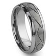 Tungsten Carbide Diamond Cut Groove Newport Wedding Band Ring