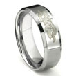 Tungsten Carbide Laser Engraved Fiery Cross Wedding Band Ring 