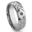 Tungsten Carbide Chevron Black Diamond Wedding Band Ring 