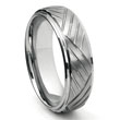 Tungsten Carbide Diamond Cut Dome Wedding Band Ring