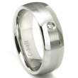 Cobalt Chrome 8MM Solitaire Diamond Dome Wedding Band w/ Brushed Center