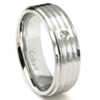Cobalt Chrome 8MM Solitaire Hammer Finish Diamond Wedding Band Ring