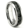 Tungsten Carbide Grey Marble Inlay Dome Wedding Band Ring
