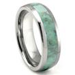 Tungsten Carbide Emerald Green Marble Inlay Dome Wedding Band Ring