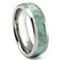 Tungsten Carbide Emerald Green Marble Inlay Dome Wedding Band Ring