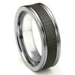 Tungsten Carbide Champagne Cermic Inlay Wedding Band Ring w/ Horizontal Satin Finish