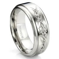 Titanium Tribal Tattoo Armband Wedding Band Ring