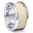 Sterling Silver White Organic Stingray Leather Ring