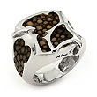 Sterling Silver Mocha Organic Stingray Leather Signet Ring