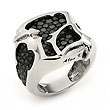 Sterling Silver Hematite Organic Stingray Leather Signet Ring