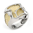 Sterling Silver White Organic Stingray Leather Signet Ring