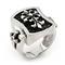 Sterling Silver Hematite Stingray Leather Signet Cross Fleury Ring
