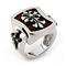 Sterling Silver Red Organic Stingray Leather Signet Cross Ring