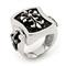 Sterling Silver Mocha Stingray Leather Fleur-de-Lis Signet Cross Ring
